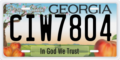 GA license plate CIW7804
