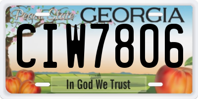 GA license plate CIW7806