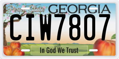 GA license plate CIW7807