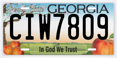 GA license plate CIW7809