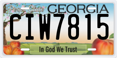 GA license plate CIW7815