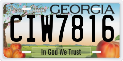 GA license plate CIW7816