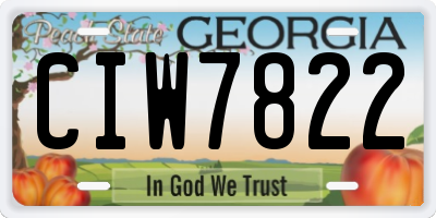 GA license plate CIW7822