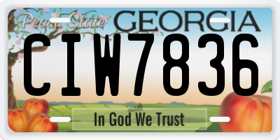 GA license plate CIW7836