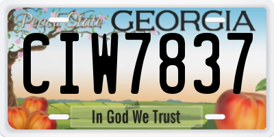 GA license plate CIW7837