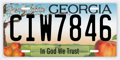 GA license plate CIW7846
