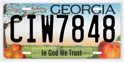 GA license plate CIW7848