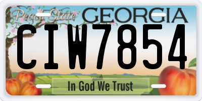 GA license plate CIW7854