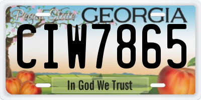 GA license plate CIW7865