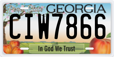 GA license plate CIW7866