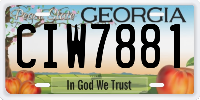 GA license plate CIW7881