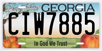GA license plate CIW7885