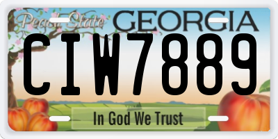 GA license plate CIW7889