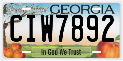 GA license plate CIW7892