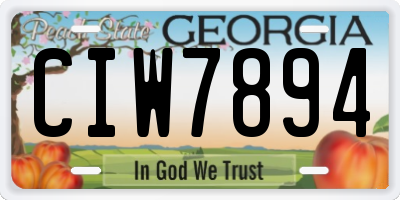 GA license plate CIW7894