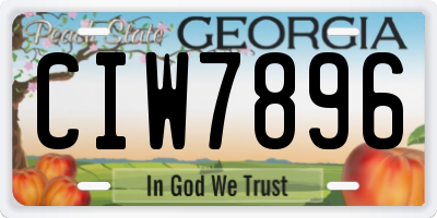 GA license plate CIW7896