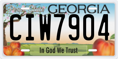 GA license plate CIW7904