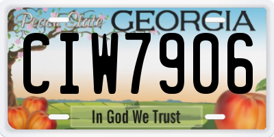 GA license plate CIW7906