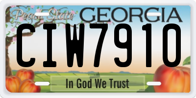 GA license plate CIW7910
