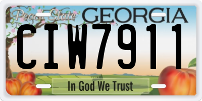 GA license plate CIW7911