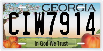 GA license plate CIW7914