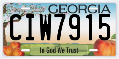 GA license plate CIW7915