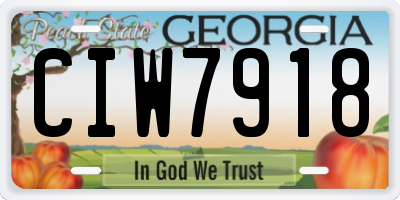 GA license plate CIW7918