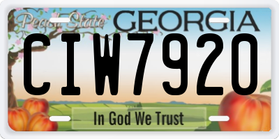 GA license plate CIW7920