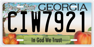GA license plate CIW7921
