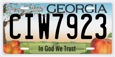 GA license plate CIW7923
