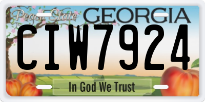 GA license plate CIW7924