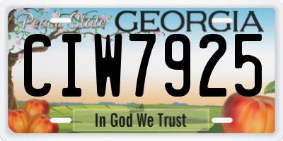GA license plate CIW7925