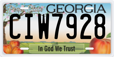 GA license plate CIW7928