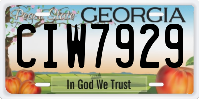 GA license plate CIW7929