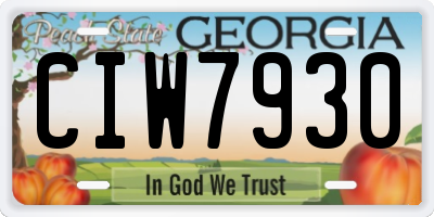 GA license plate CIW7930