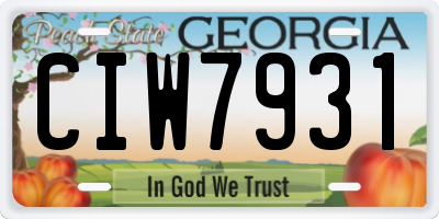 GA license plate CIW7931