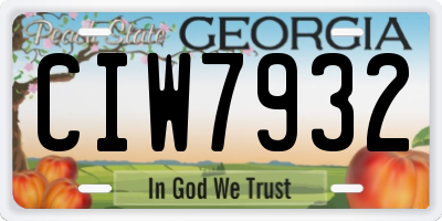 GA license plate CIW7932