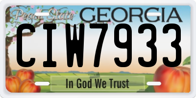 GA license plate CIW7933