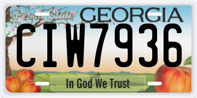 GA license plate CIW7936