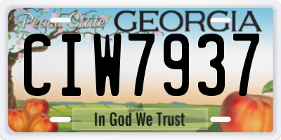 GA license plate CIW7937