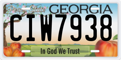 GA license plate CIW7938