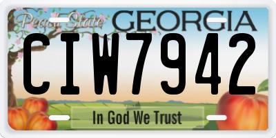 GA license plate CIW7942