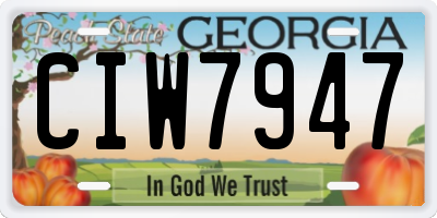 GA license plate CIW7947