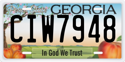 GA license plate CIW7948
