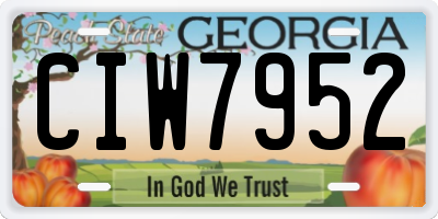 GA license plate CIW7952