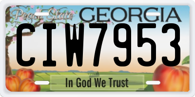 GA license plate CIW7953