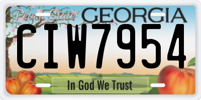 GA license plate CIW7954