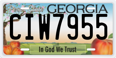GA license plate CIW7955