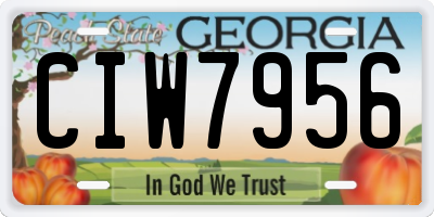 GA license plate CIW7956