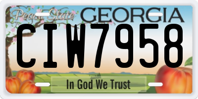 GA license plate CIW7958